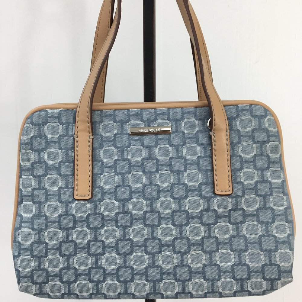 Nine West Retro Geometric Fabric Mini Satchel Wallet Bag GREAT Condition